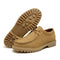Lace-Up Moc Toe Faux Leather Shoes with Lug Sole for Men - Brown