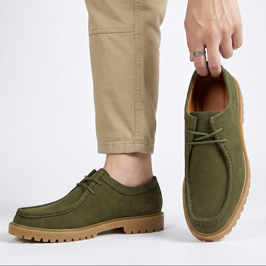 Lace-Up Moc Toe Faux Leather Shoes with Lug Sole for Men - View 2