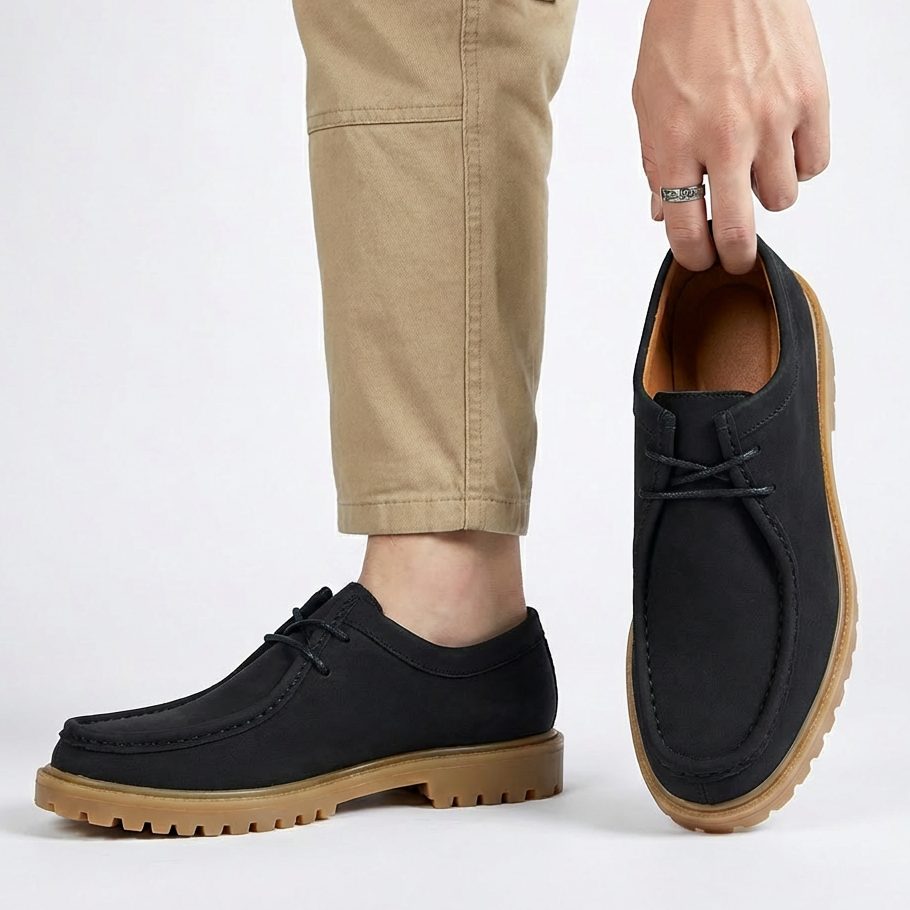 Lace-Up Moc Toe Faux Leather Shoes with Lug Sole for Men - View 8