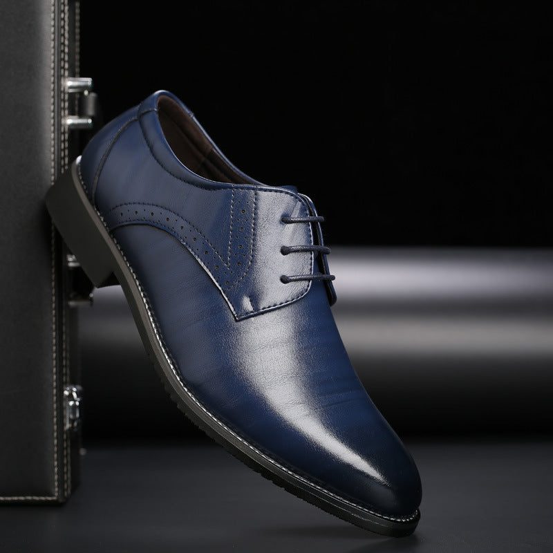 Lace-Up Pointed Toe Derby Shoes for Men - Blue