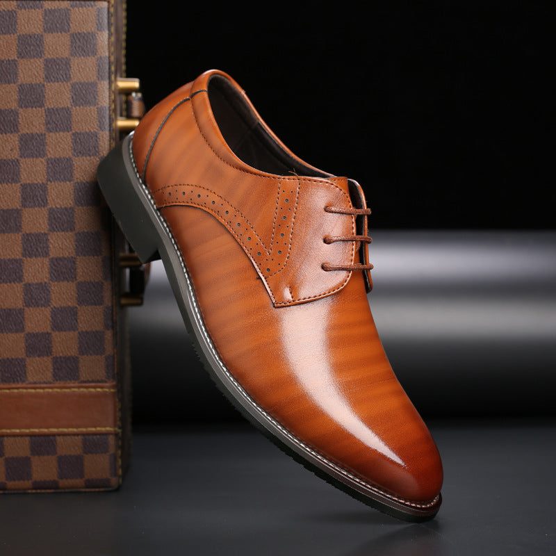 Lace-Up Pointed Toe Derby Shoes for Men - Brown