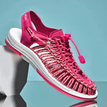 Lace-Up Woven Closed Toe Sandals for Men - Pink