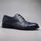 Lace-Up Woven Leather Cap Toe Derby Shoes for Men - Royal Blue