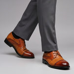 Lace-Up Woven Leather Cap Toe Derby Shoes for Men - View 2