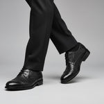 Lace-Up Woven Leather Cap Toe Derby Shoes for Men - View 8