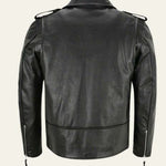 Leather Biker Jacket with Belted Waist for Men - View 3