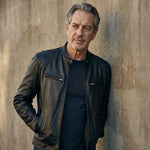 Leather Biker Jacket with Mandarin Collar for Men - View 3