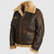Leather Bomber Jacket with Fur Collar for Men