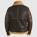 Leather Bomber Jacket with Fur Collar for Men - View 5