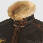 Leather Bomber Jacket with Fur Collar for Men - View 6