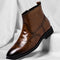 Leather Brogue Ankle Boots for Men