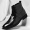 Leather Brogue Ankle Boots for Men - Obsidian Black