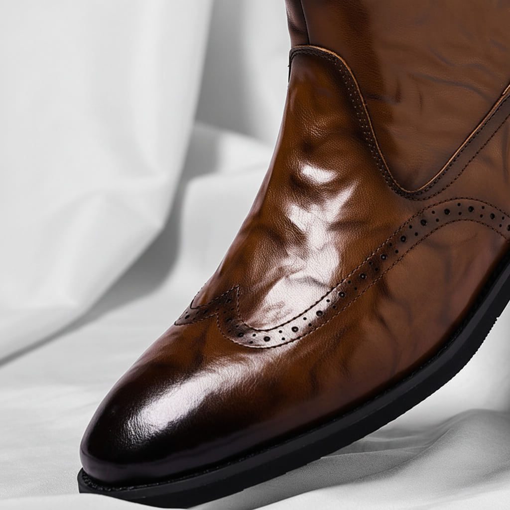 Leather Brogue Ankle Boots for Men - View 3