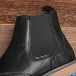 Leather Brogue Chelsea Boots with Pull Tab for Men - View 3