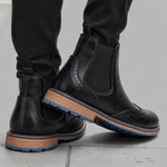 Leather Brogue Chelsea Boots with Pull Tab for Men - View 5