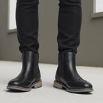 Leather Brogue Chelsea Boots with Pull Tab for Men - View 6