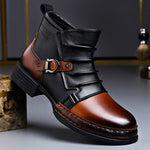 Leather Buckle Ankle Boots for Men
