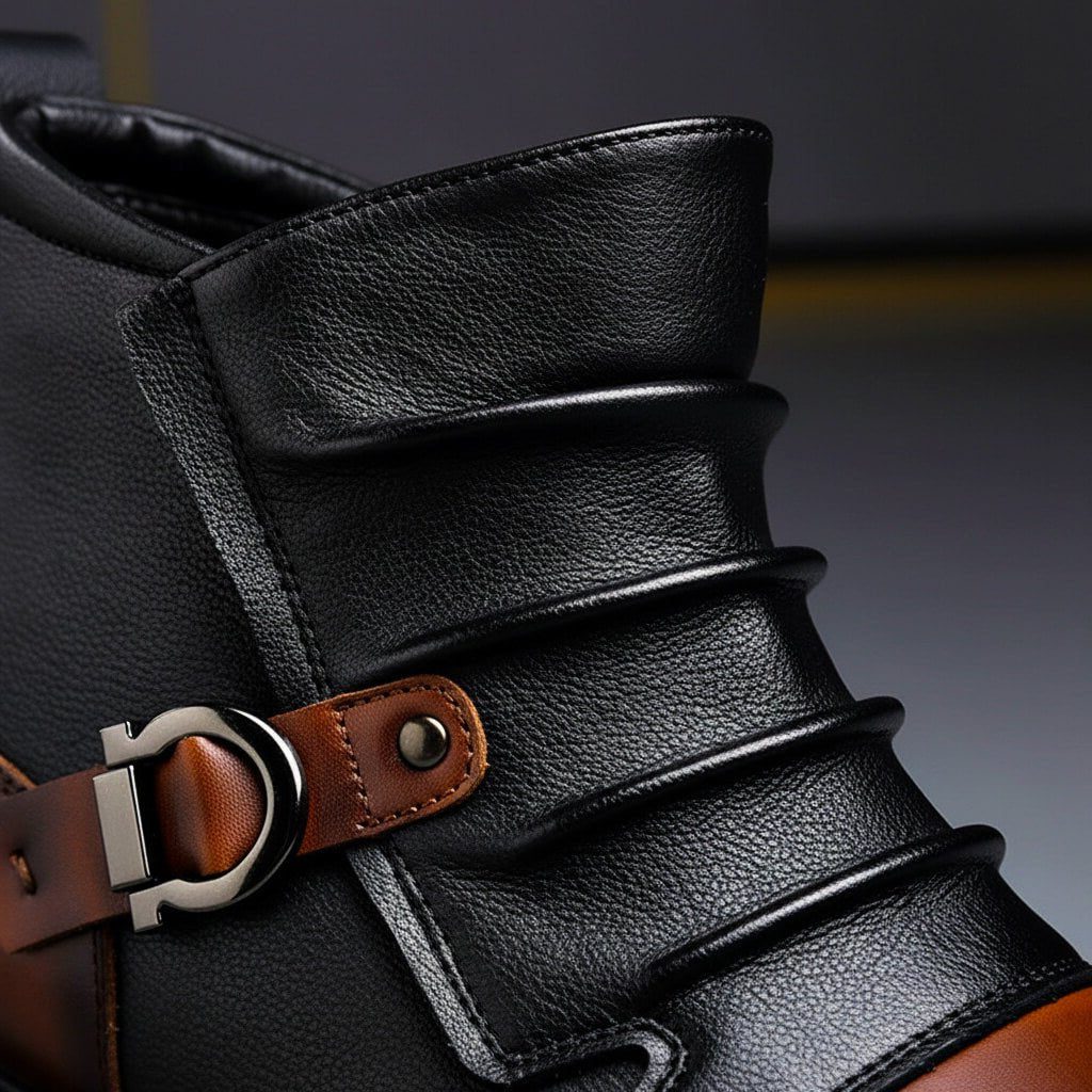 Leather Buckle Ankle Boots for Men - View 3