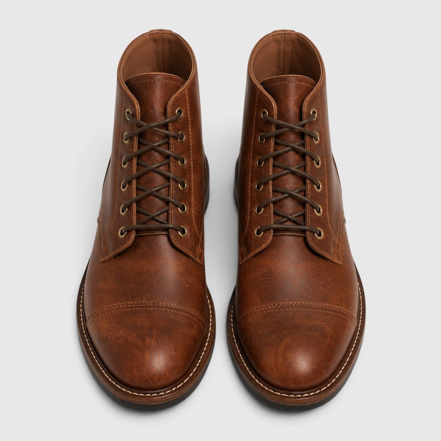 Leather Cap Toe Lace-Up Ankle Boots for Men - View 3