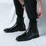 Leather Cap Toe Slip-On Chelsea Boots for Men - View 10