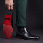 Leather Cap Toe Slip-On Chelsea Boots for Men - View 5