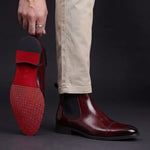 Leather Cap Toe Slip-On Chelsea Boots for Men - View 6