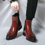 Leather Cap Toe Slip-On Chelsea Boots for Men - View 8