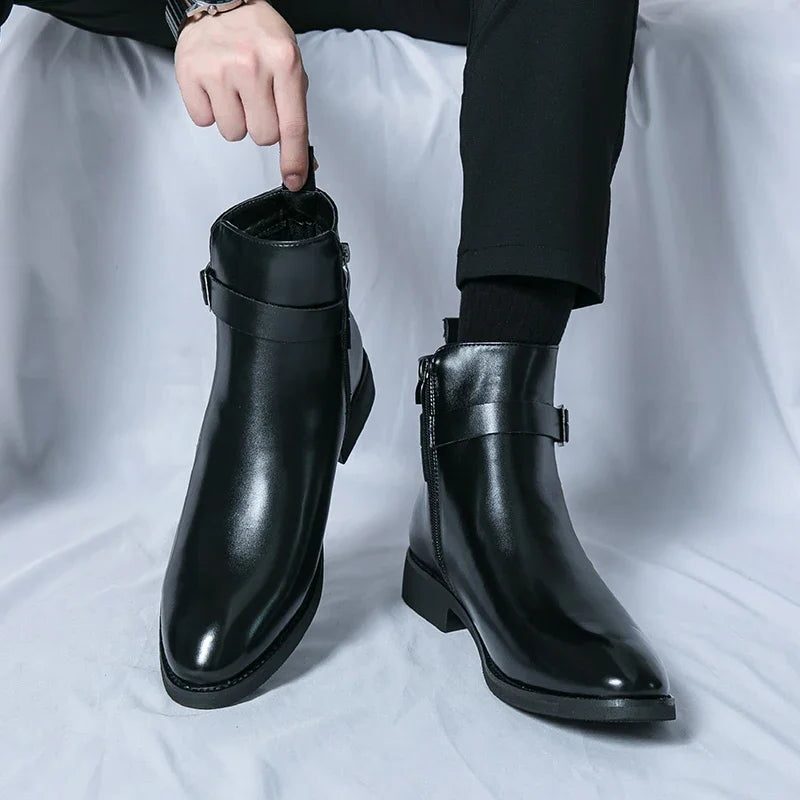 Leather Chelsea Boots for Men - Black