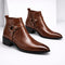 Leather Harness Heeled Boots for Men