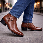 Leather Harness Heeled Boots for Men - View 4