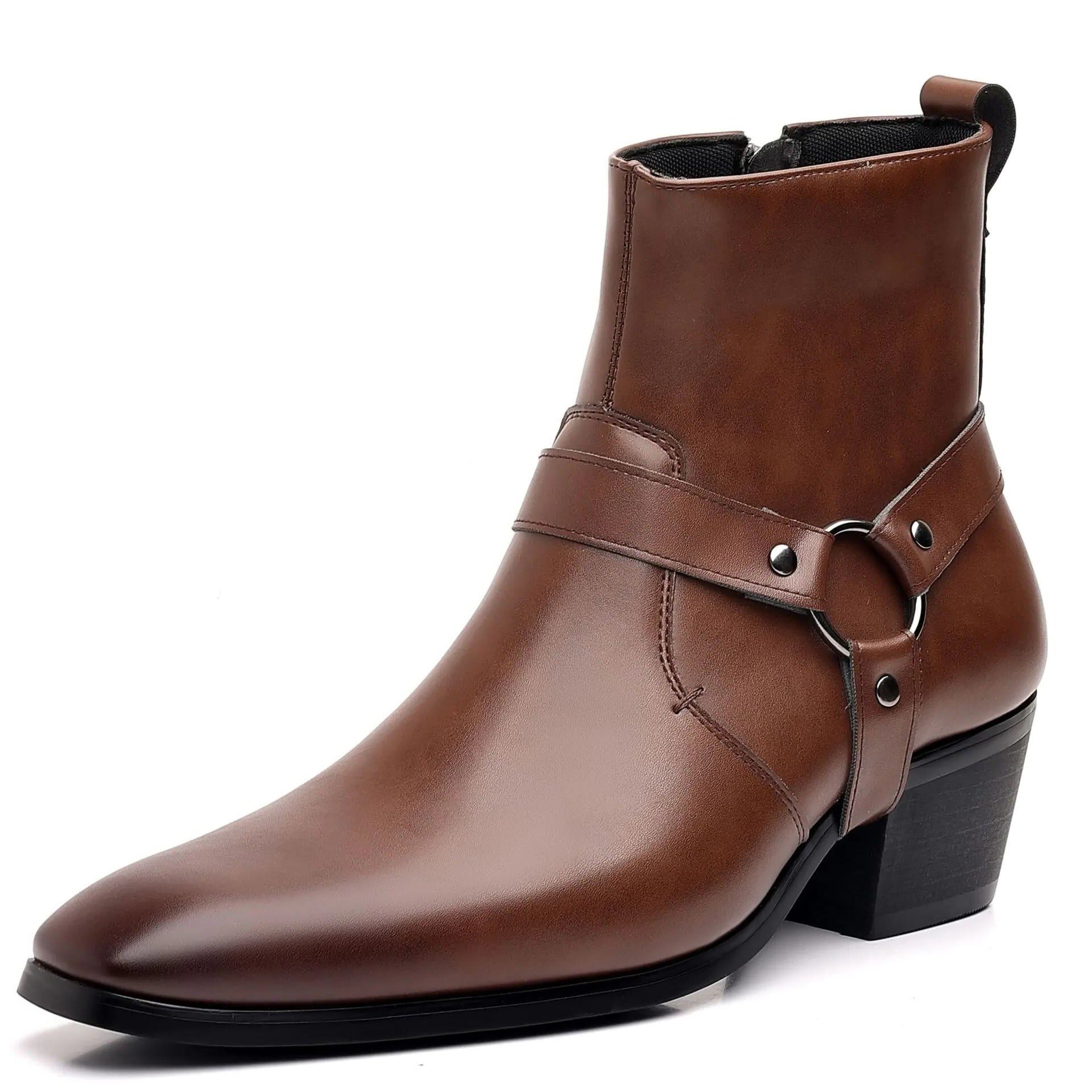 Leather Harness Heeled Boots for Men - View 5