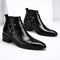 Leather Harness Heeled Boots for Men - Black