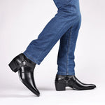 Leather Harness Heeled Boots for Men - View 7