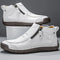 Leather Lace-Up Ankle Boots for Men - White