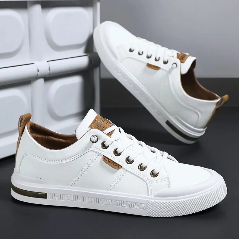 Leather Low Top Lace-Up Sneakers for Men - View 2