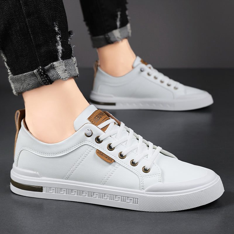 Leather Low Top Lace-Up Sneakers for Men - View 3