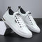 Leather Low Top Lace-Up Sneakers for Men - White/gray