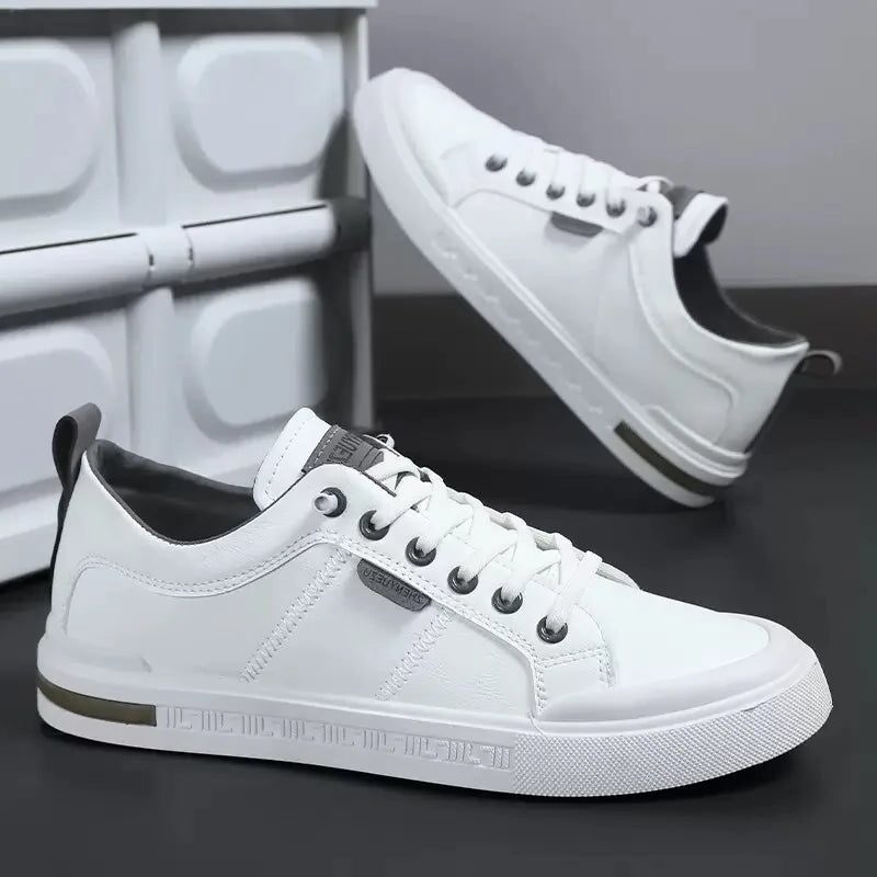 Leather Low Top Lace-Up Sneakers for Men - View 5