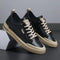 Leather Low Top Lace-Up Sneakers for Men - Black/beige