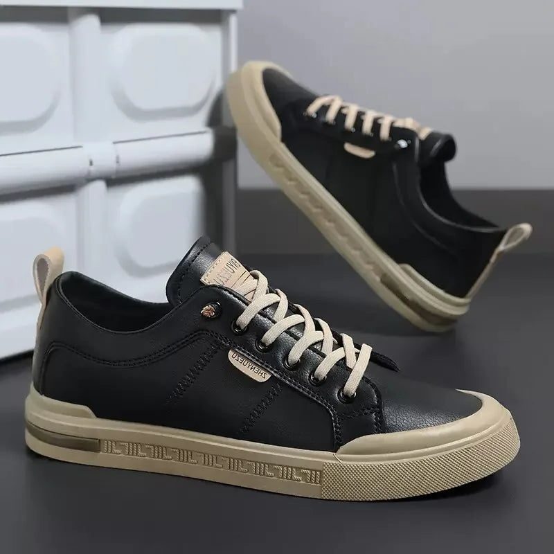 Leather Low Top Lace-Up Sneakers for Men - View 8