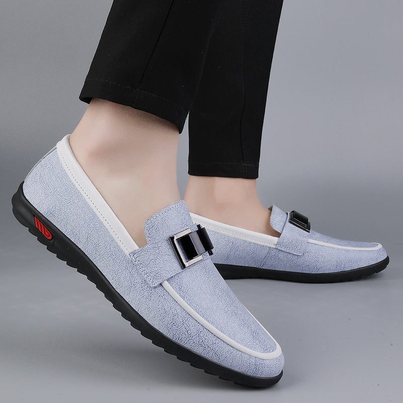 Leather Slip-On Loafers with Buckle Detail for Men - View 6