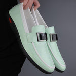 Leather Slip-On Loafers with Buckle Detail for Men - View 3