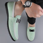 Leather Slip-On Loafers with Buckle Detail for Men - View 4