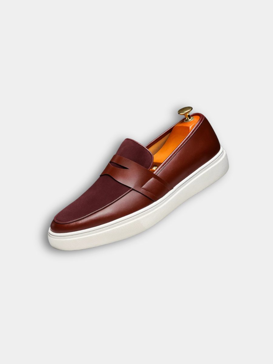 Leather Suede Slip-On Sneakers with Penny Strap for Men - View 3