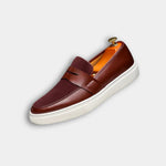 Leather Suede Slip-On Sneakers with Penny Strap for Men - View 3