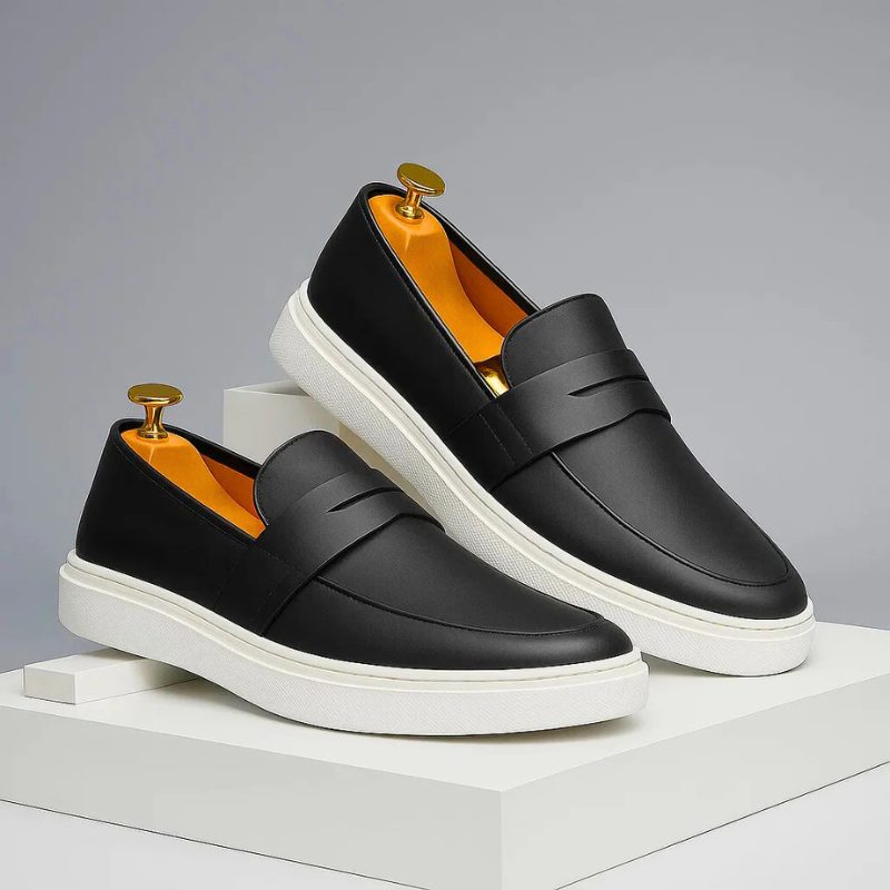Leather Suede Slip-On Sneakers with Penny Strap for Men - View 7