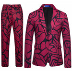 Leopard Print Notch Lapel Slim Fit Satin Two-Piece Suit for Men - TX992 Lilac-Set