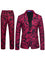 Leopard Print Notch Lapel Slim Fit Satin Two-Piece Suit for Men - TX992 Lilac-Set