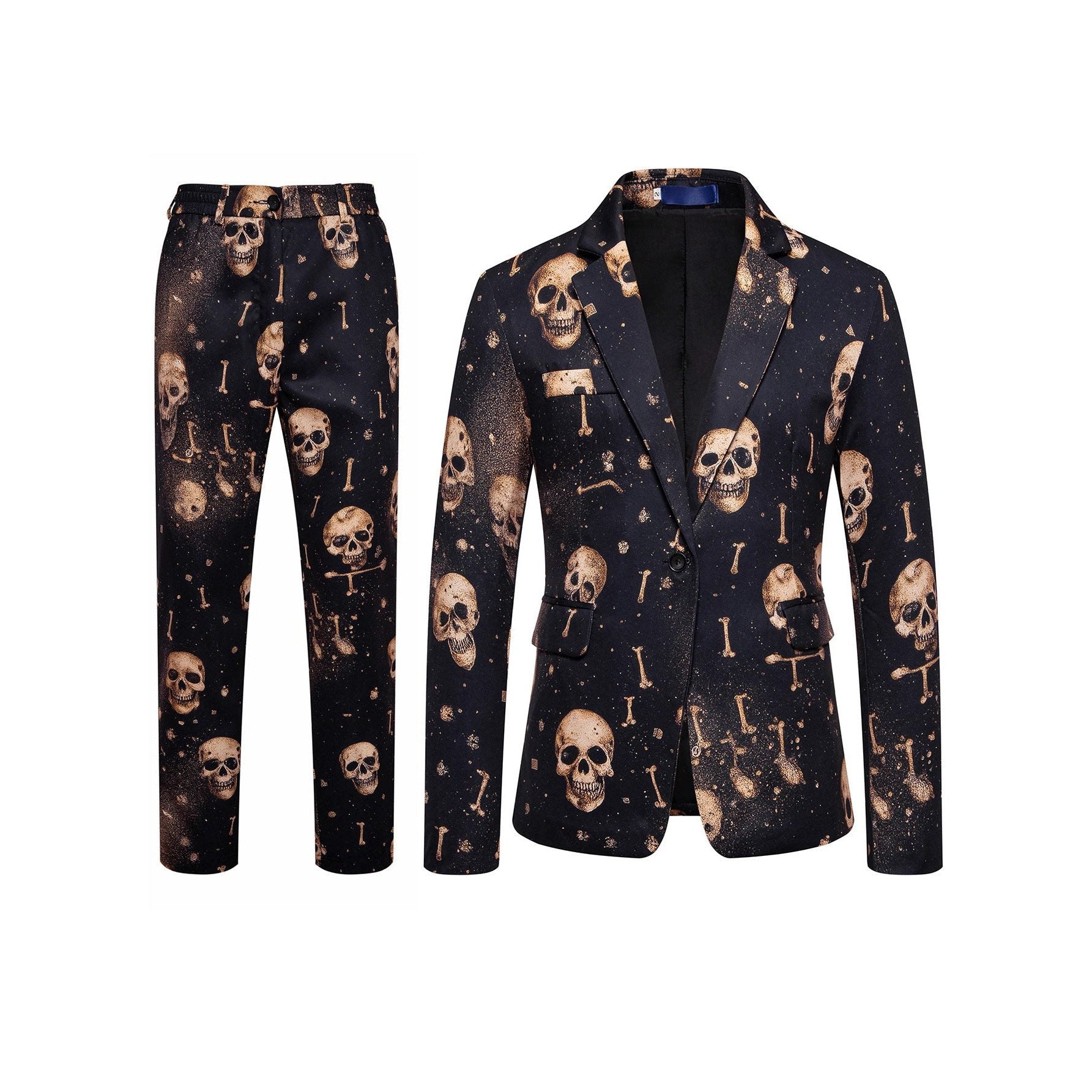 Leopard Print Notch Lapel Slim Fit Satin Two-Piece Suit for Men - View 4