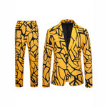 Leopard Print Notch Lapel Slim Fit Satin Two-Piece Suit for Men - View 5